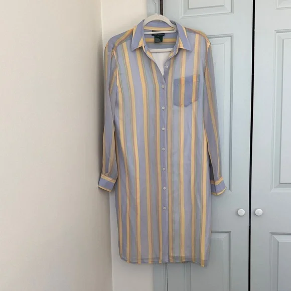 Ralph Lauren Women's Stripe Silk Shirt Dress - 12 - Picture 1 of 14